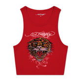 Rhinestone Tiger Rib Knit Tank