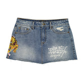 Tiger Flowers Denim Skirt