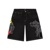 Panther Heart Denim Shorts